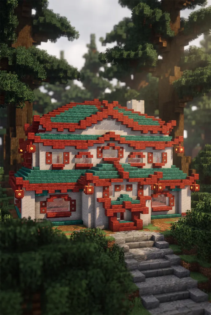 Lotuspeak Villa Minecraft build, featured on mobile