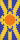Result: Blue Banner with yellow saltire, yellow cross, blue lozenge, yellow flower charge, orange roundel