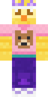 Red Bear face tee Baby chick Minecraft skin, front
