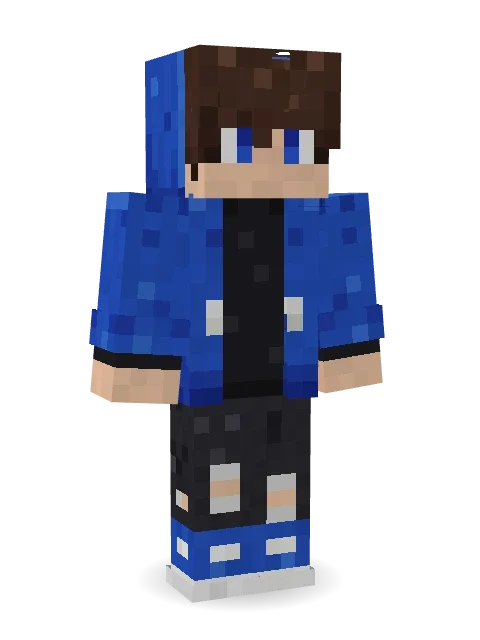 Blue Hood Boy Minecraft skin in 3D