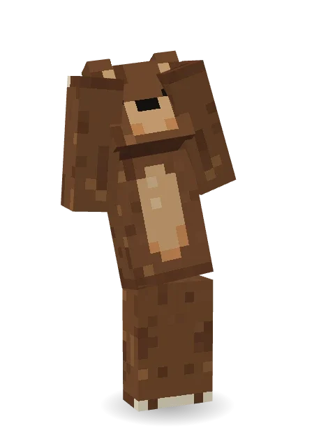 Brown Bear Minecraft skin in 3D