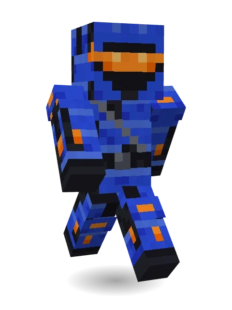 Cobalt Cyber Ninja Minecraft skin in 3D