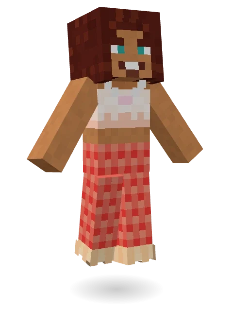 Coral Mermaid Minecraft skin in 3D