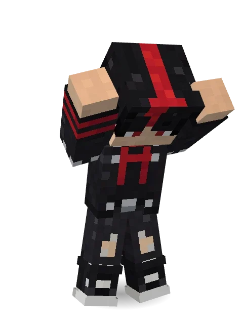 Crimson Punk Minecraft skin in 3D