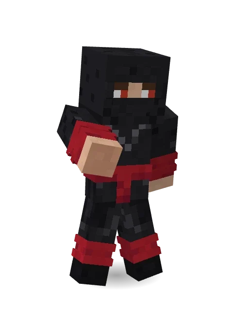 Crimson Sash Ninja Minecraft skin in 3D