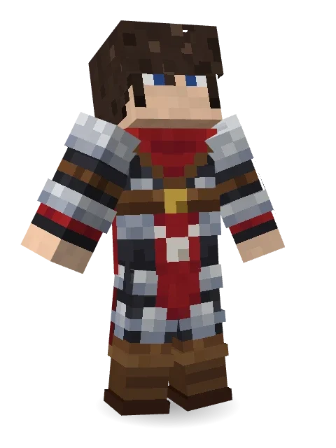 Crimson Templar Minecraft skin in 3D