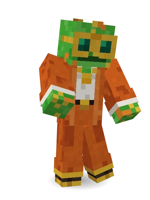 Disco Chameleon Minecraft skin in 3D