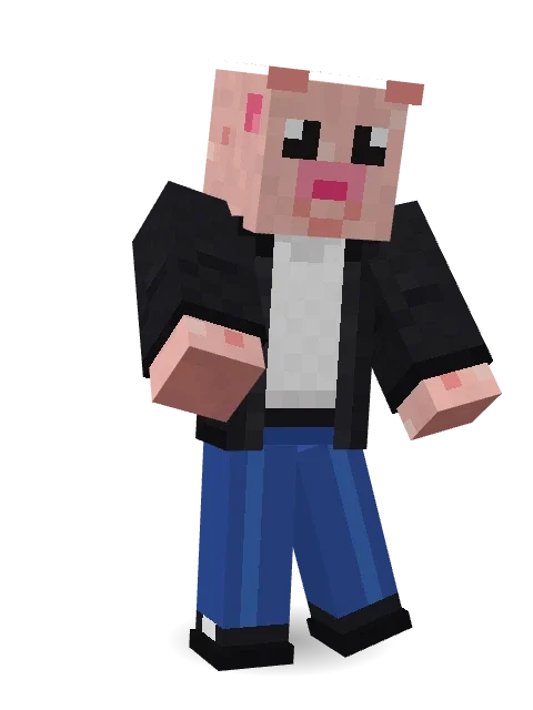 Downtown Pig Minecraft skin in 3D