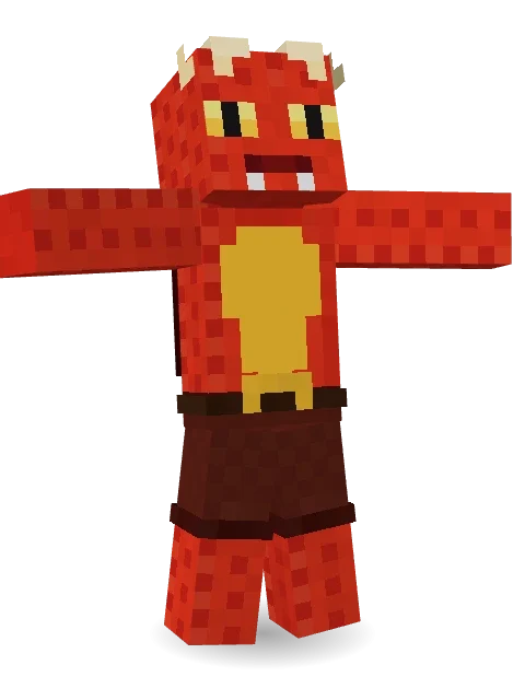 Ember Dragon Minecraft skin in 3D