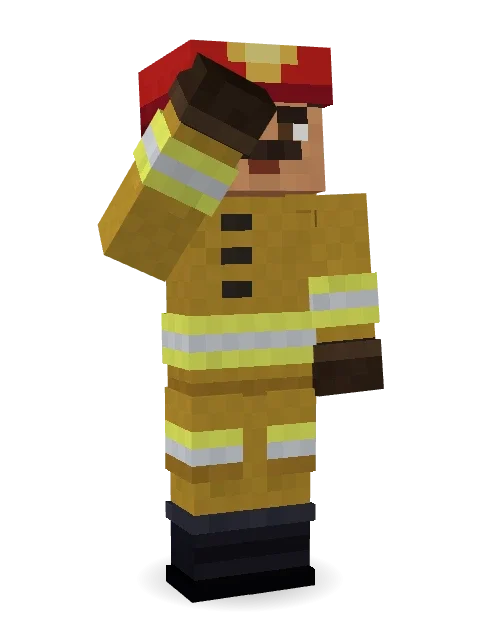 Fire Fighter Minecraft skin in 3D