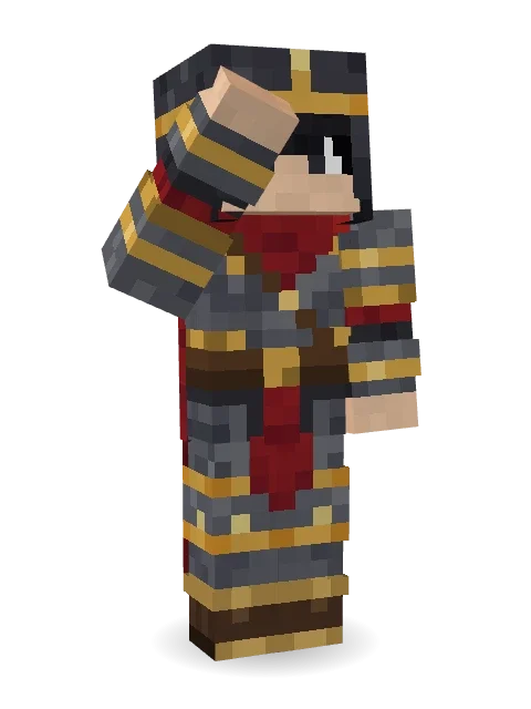 Gilded Steel Knight Minecraft skin in 3D