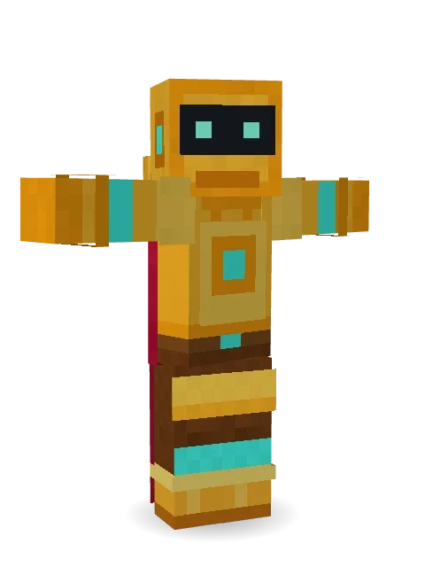Golden Automaton Minecraft skin in 3D