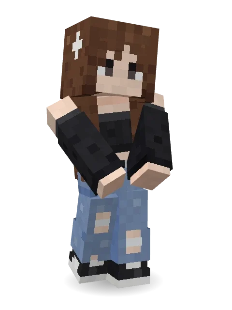 Grunge Girl Minecraft skin in 3D