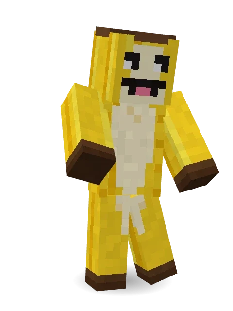 Half Peeled Banana Minecraft skin in 3D