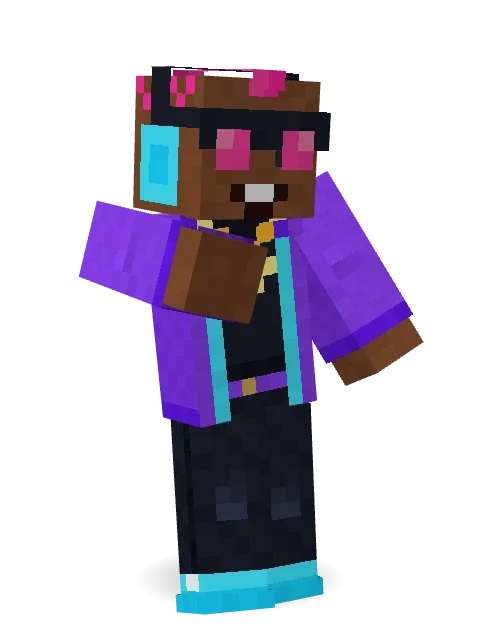 Neon DJ Minecraft skin in 3D