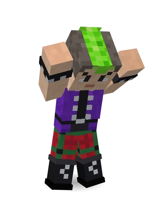 Neon Mohawk Punk Minecraft skin in 3D