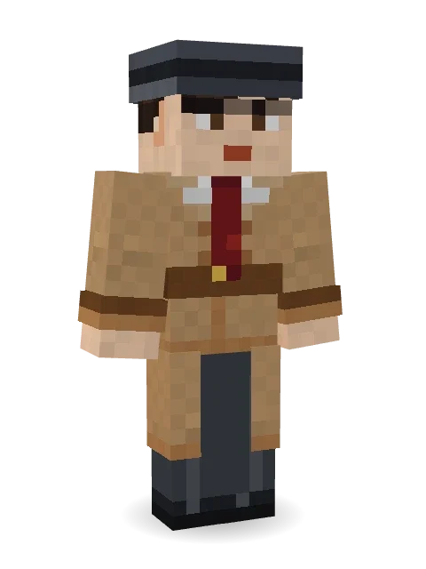Noir Detective Minecraft skin in 3D