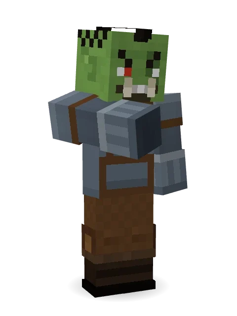 Orc Warrior Minecraft skin in 3D