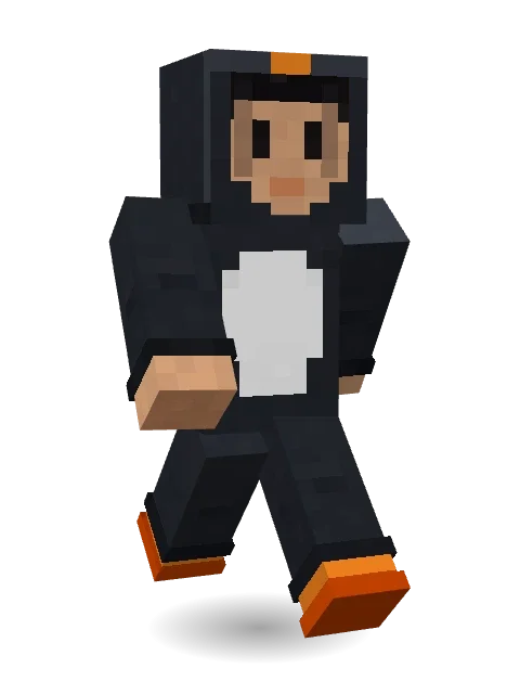 Penguin Waddle Minecraft skin in 3D