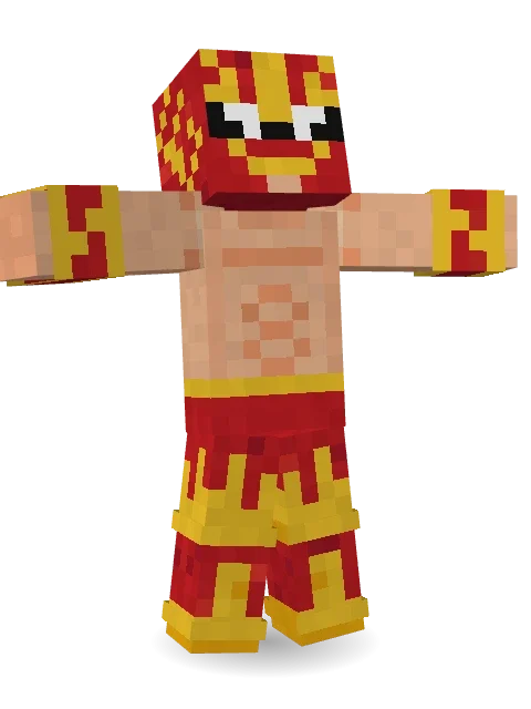 Red Flame Luchador Minecraft skin in 3D