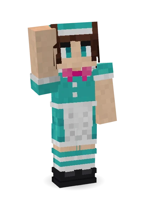 Retro Waitress Minecraft skin in 3D