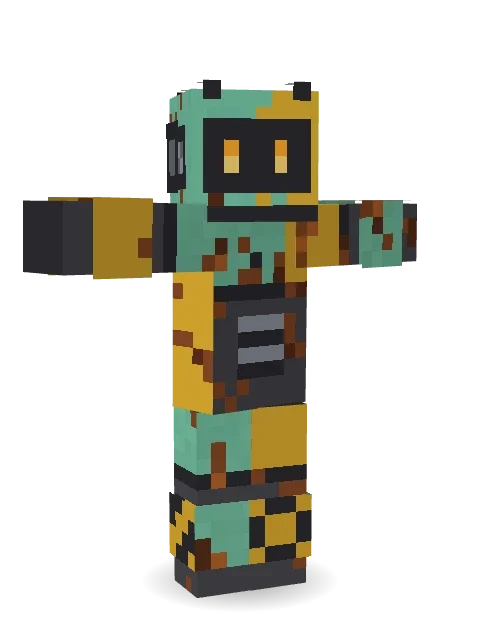Rusty Scrapyard Robot Minecraft skin in 3D