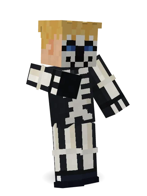 Skeleton Costume Minecraft skin in 3D