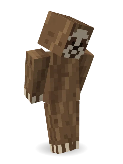 Sleepy Sloth Minecraft skin in 3D